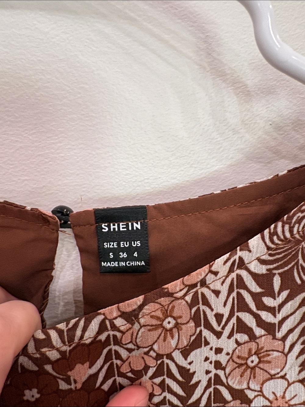 SHEIN Brown and Pink Floral Tiered Peasant Blouse - Picture 2 of 4